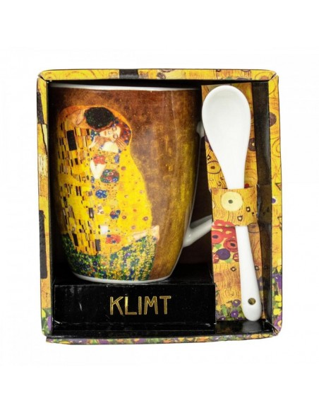 Taza con cuchara enesco el beso gustav klimt