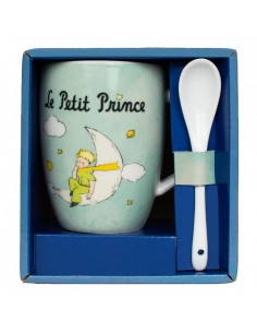 Taza con cuchara enesco el principito en la luna