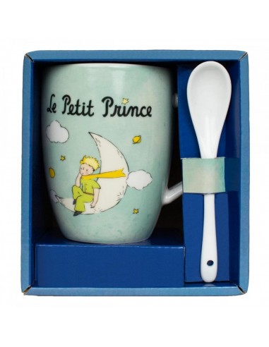 Taza con cuchara enesco el principito en la luna