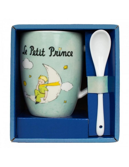 Taza con cuchara enesco el principito en la luna