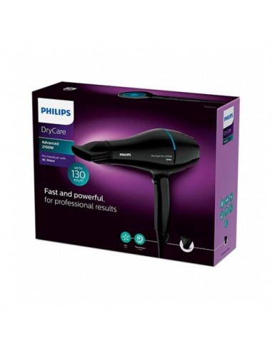Secador de pelo philips drycare advanced pro negro - 2100w - ionizador - frio - boquilla 9mm - cable 1.8m - 6 posiciones