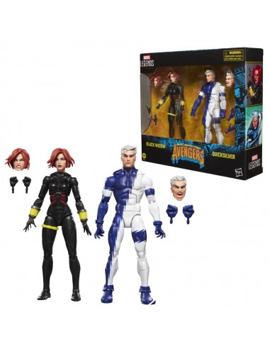 Pack 2 figuras hasbro marvel legends series earths mightiest heroes avengers black widow & quicksilver