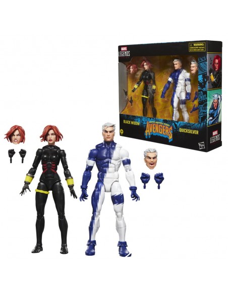 Pack 2 figuras hasbro marvel legends series earths mightiest heroes avengers black widow & quicksilver