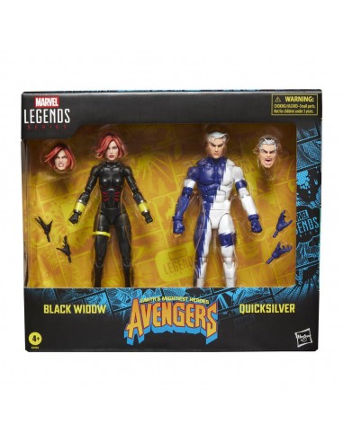 Pack 2 figuras hasbro marvel legends series earths mightiest heroes avengers black widow & quicksilver