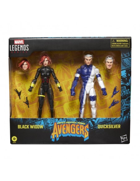 Pack 2 figuras hasbro marvel legends series earths mightiest heroes avengers black widow & quicksilver