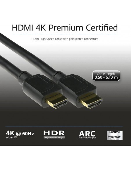 Cable hdmi 4k uhd act connectivity 2m - macho - macho - high speed premium certificado v2.0 negro Cable hdmi 4k uhd act connectivity 2m - macho - macho - high speed premium certificado v2.0 negro