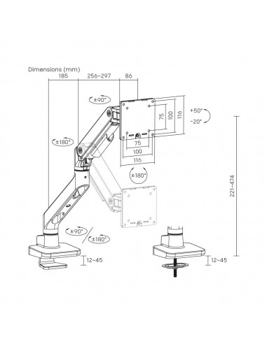Soporte mesa act connectivity hasta 49 pulgadas vesa 100x100mm max 20kg