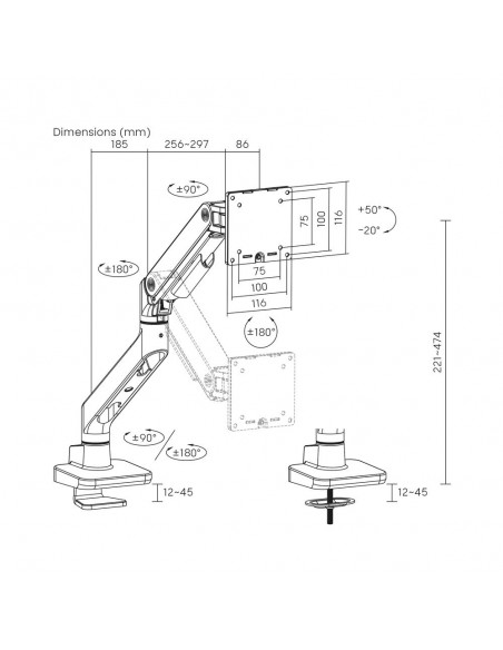 Soporte mesa act connectivity hasta 49 pulgadas vesa 100x100mm max 20kg Soporte mesa act connectivity hasta 49 pulgadas vesa 100x100mm max 20kg