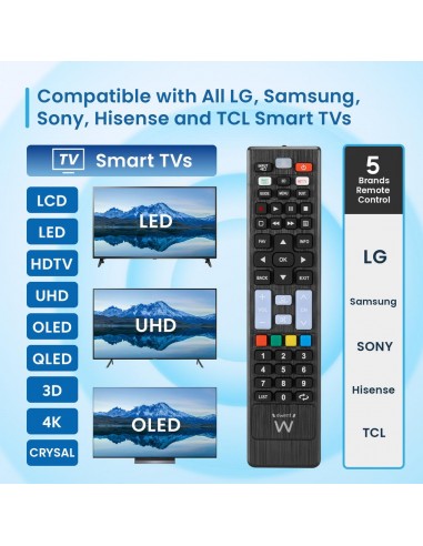 Mando a distancia ewent ew1577 para smart tv lg - samsung - sony - hisense - tcl