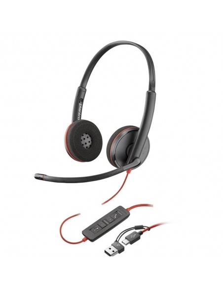 Auriculares poly blackwire 3220 estéreo usb - c negro + adaptador usb - c - a (bulk)