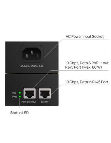 Inyector poe tp - link poe370s 2 puertos
