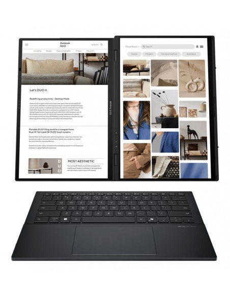 Portatil asus zenbook duo ux8406ca - ql336w u7 - 255h - 32gb - ssd 1tb - 14 pulgadas fhd+ - w11h